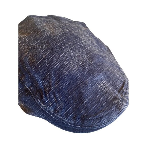 Distressed Denim Blue Newsboy Cabbie Adjustable Cap Hat - Picture 3 of 6